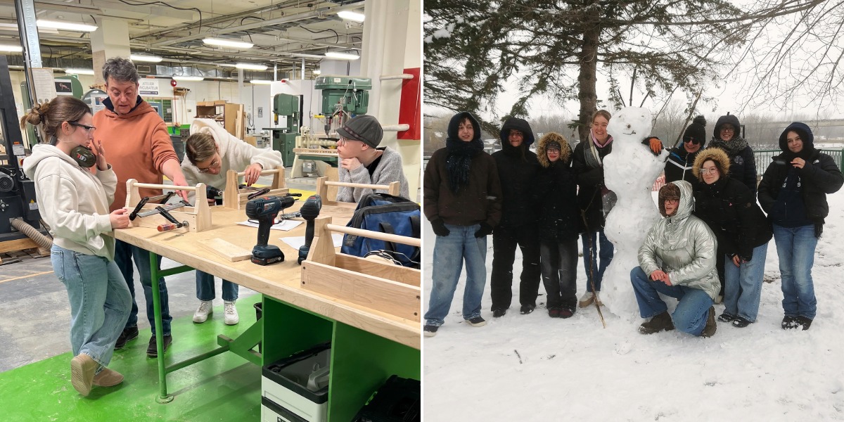 Initiation à l’ébénisterie et activité hivernale par une délégation française en tapisserie d’ameublement dans le cadre d’un échange international à l’ÉÉAM.
